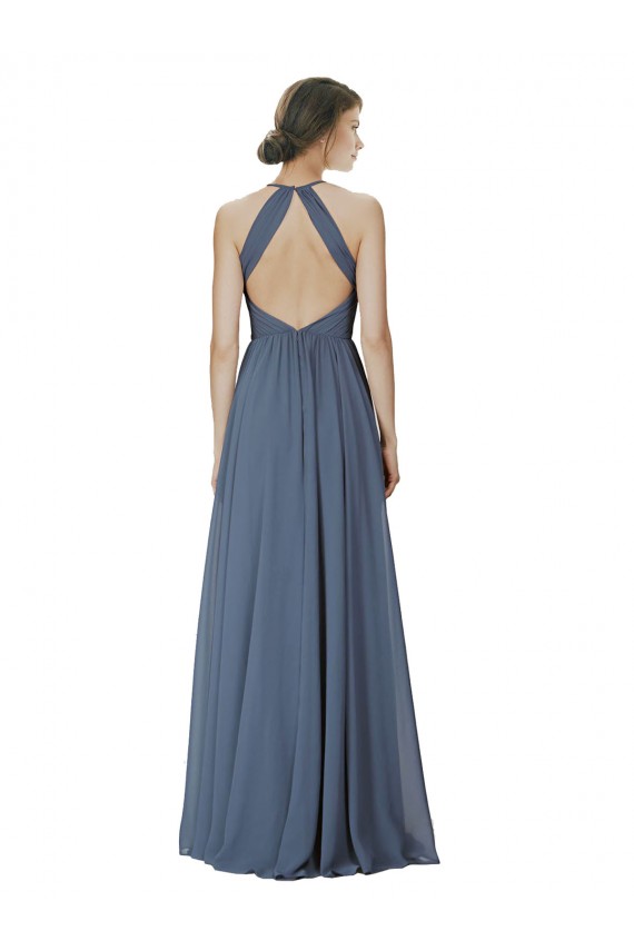 Halter Neck Ruched Bodice Chiffon Bridesmaid Dress Australia