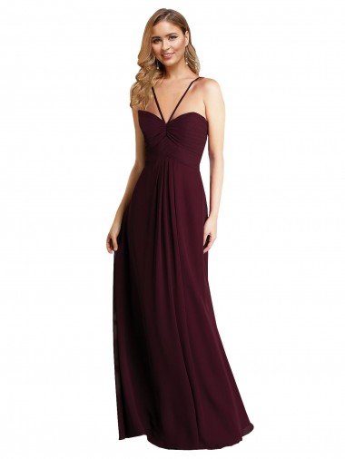 Long Chiffon Bridesmaid Dress with Sweetheart Neckline Australia