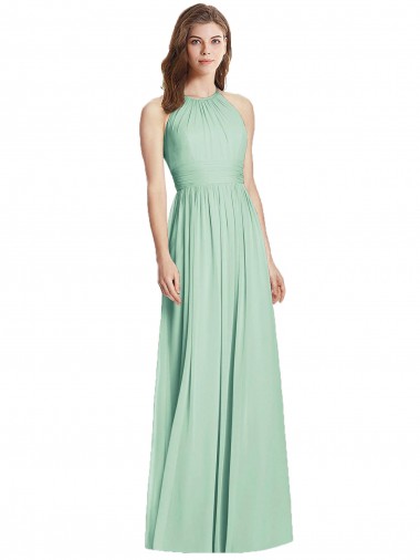 Cutout Open Back Shirred Halter Maxi Bridesmaid Dress Australia