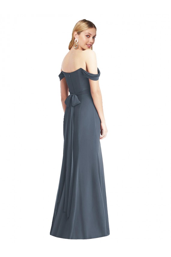 Off the Shoulder Criss Cross Bodice Trumpet Chiffon Bridesmaid Dress Australia