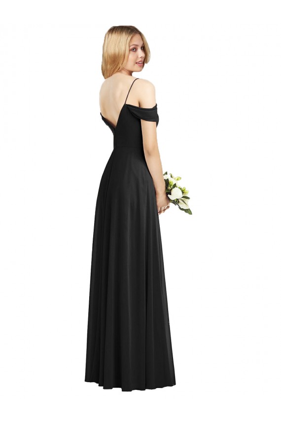 Cold-Shoulder V-Back Chiffon Maxi Bridesmaid Dress Australia