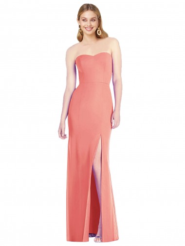 Strapless Chiffon Trumpet Bridesmaid Dress with Front Slit Australia