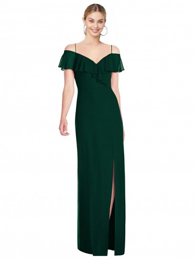 Ruffled Cold-Shoulder Maxi Chiffon Bridesmaid Dress Australia