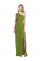One Shoulder Chiffon Bridesmaid Dress with Draped Front Slit Australia
