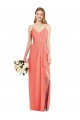 Spaghetti Strap Draped Skirt Chiffon Bridesmaid Dress with Front Slit Australia