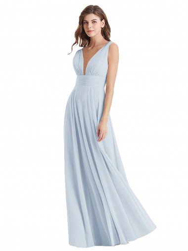 Plunge Deep V-Neckline Low Back Chiffon Bridesmaid Ress Australia