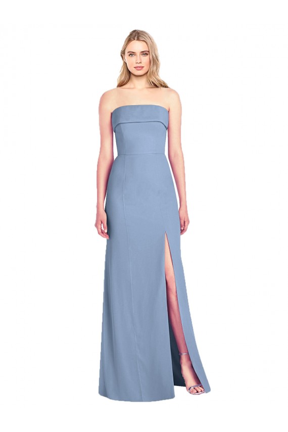 Trumpet Full Length Strapless Chiffon Bridesmaid Dress with Slit Australia