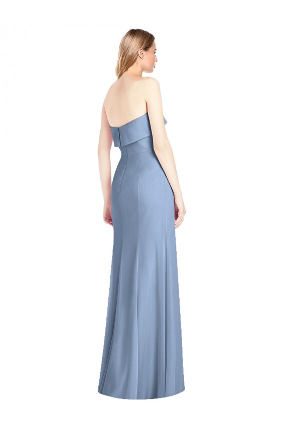 Trumpet Full Length Strapless Chiffon Bridesmaid Dress with Slit Australia