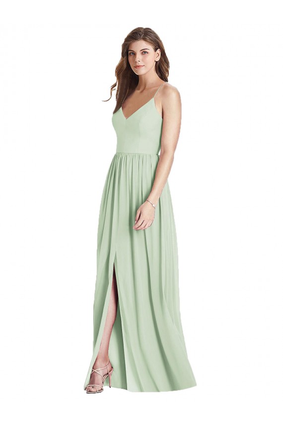 Criss Cross Strap Backless Maxi Long Chiffon Bridesmaid Dress Australia