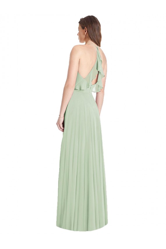 Ruffled Strap Cutout Wrap Maxi Chiffon Bridesmaid Dress Australia