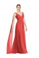 Full-Length V-Neck Chiffon Bridesmaid Dress Streamers Back Australia