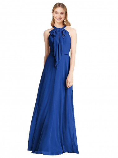 Plunging V-Back Long Full Length Chiffon Bridesmaid Dress Australia