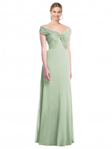Draped Off the Shoulder Lux Chiffon Bridesmaid Dress Australia