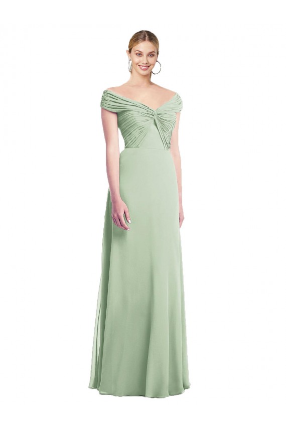 Draped Off the Shoulder Lux Chiffon Bridesmaid Dress Australia