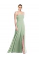 Sleek Spaghetti Straps Low Back Square Neck Maxi Formal Chiffon Bridesmaid Dress Australia