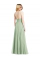 Sleek Spaghetti Straps Low Back Square Neck Maxi Formal Chiffon Bridesmaid Dress Australia
