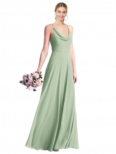 Cowl Neck Criss Cross Back Chiffon Maxi Bridesmaid Dress Australia