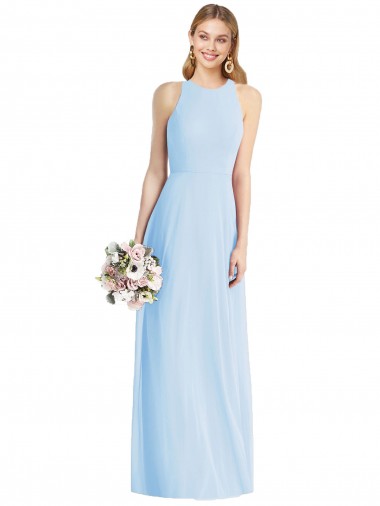 Sleeveless Halter Chiffon Maxi Bridesmaid Dress Australia