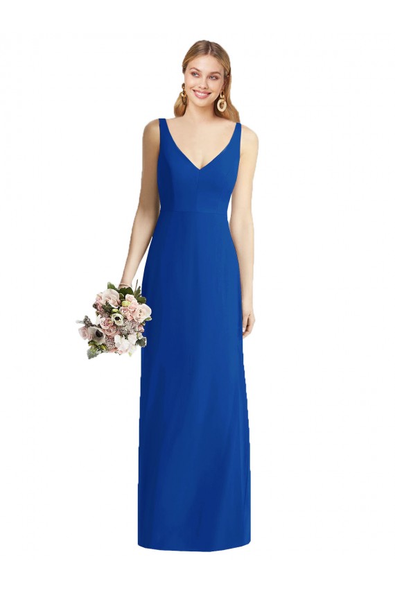 Sleeveless V-Back Long Trumpet Chiffon Bridesmaid Dress Australia