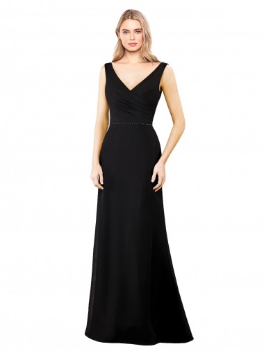 V-Neckline Chiffon Bridesmaid Dress / Prom Dress with Draped Bodice Australia