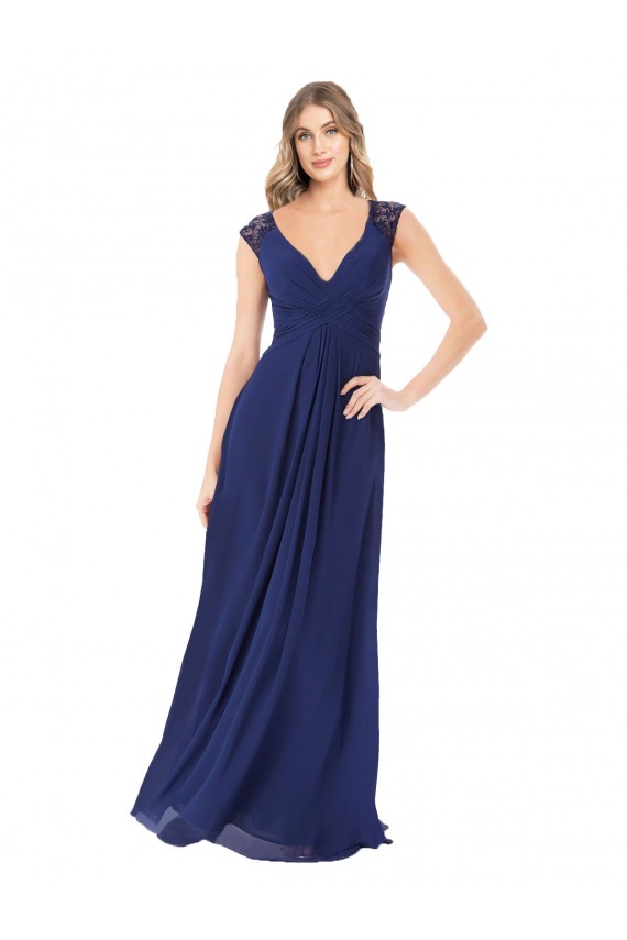 Embroidered Keyhole Back Chiffon Bridesmaid Dress Australia