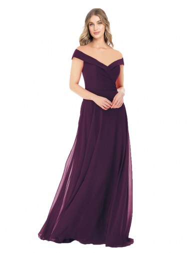 Classic Off the Shoulder Draped Chiffon Bridesmaid Dress Australia