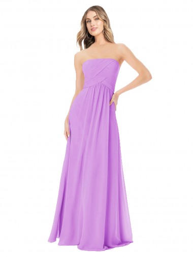 Draped Strapless Floor Length Chiffon Bridesmaid Dress Australia