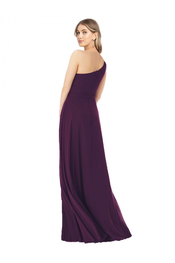 One Shoulder Chiffon Bridesmaid Dress with Tie Belt Australia