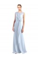 Illusion Boat Neck Long Full Length Chiffon Bridesmaid Dress with Keyhole Back Australia