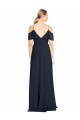 Draped Sleeves Flounce Neckline Long Chiffon Bridesmaid Dress with Spaghetti Straps Australia