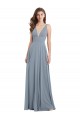Fitted V-Neckline Long Chiffon Bridesmaid Dress with V-Back Australia