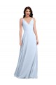 Long Floor Length V-Neck Chiffon Bridesmaid Dress with Keyhole Back Australia