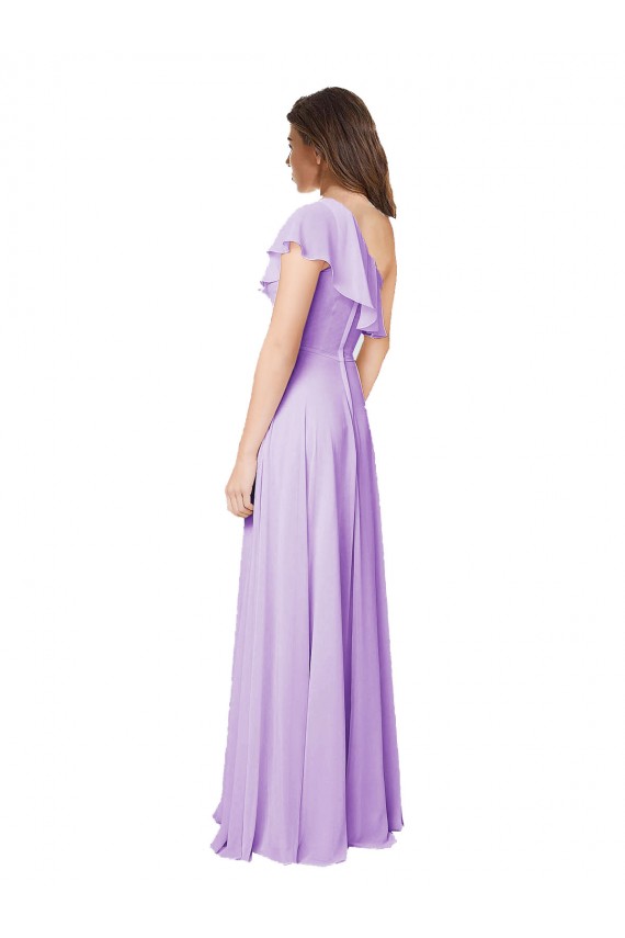 Draped One Shoulder Long Chiffon Bridesmaid Dress  Australia