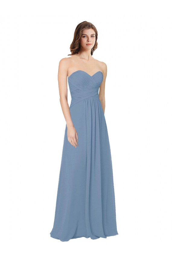 Chiffon A-Line Wraparound Draping Long Bridesmaid Dress Australia