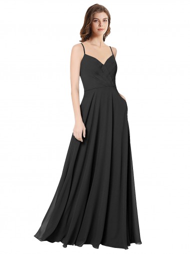 Cowl Back Spaghetti Straps Long Chiffon Bridesmaid Dress  Australia