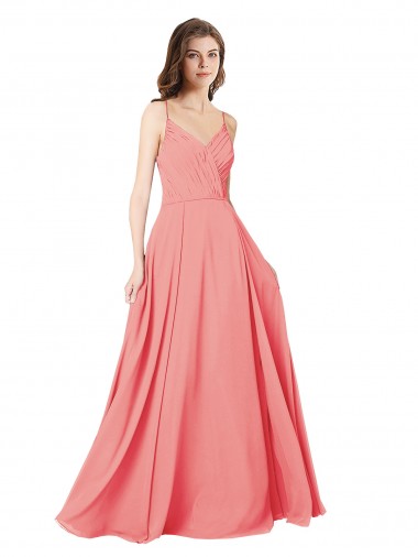 Crossover Bodice Long Chiffon Bridesmaid Dress with Double Back Straps Australia