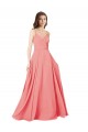 Crossover Bodice Long Chiffon Bridesmaid Dress with Double Back Straps Australia