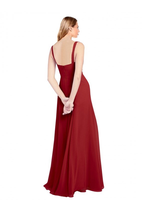 Sweetheart Neckline Long Chiffon Bridesmaid Dress with Side Slit and Wide Straps Australia