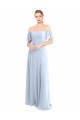 Off the Shoulder Flutter Sleeves Long Chiffon Bridesmaid Dress Australia