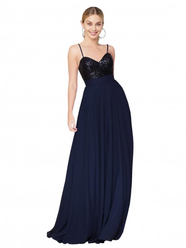 Sweetheart High Neck Sequin Top Long Chiffon Bridesmaid Dress / Prom Dress Australia