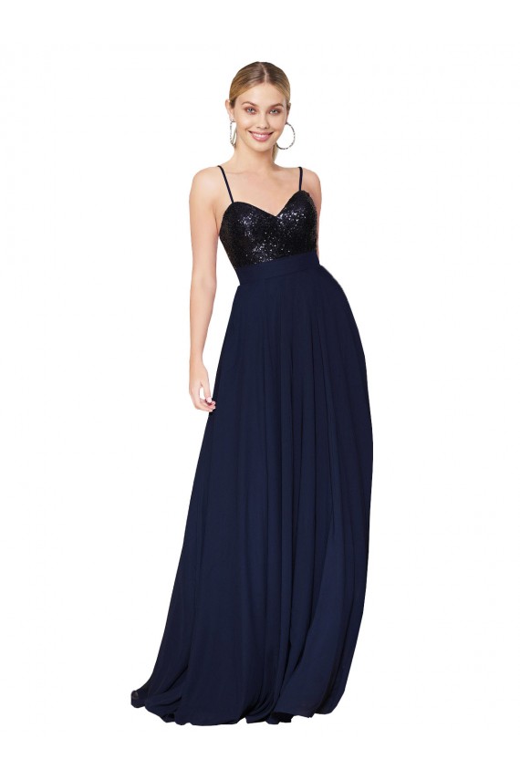 Sweetheart High Neck Sequin Top Long Chiffon Bridesmaid Dress / Prom Dress Australia