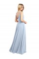 Draped Cowl Neck Tied Straps Long Chiffon Bridesmaid Dress with Slit Australia