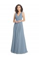 Faux Surplice Bodice Long Chiffon Bridesmaid Dress with V-Neckline Australia
