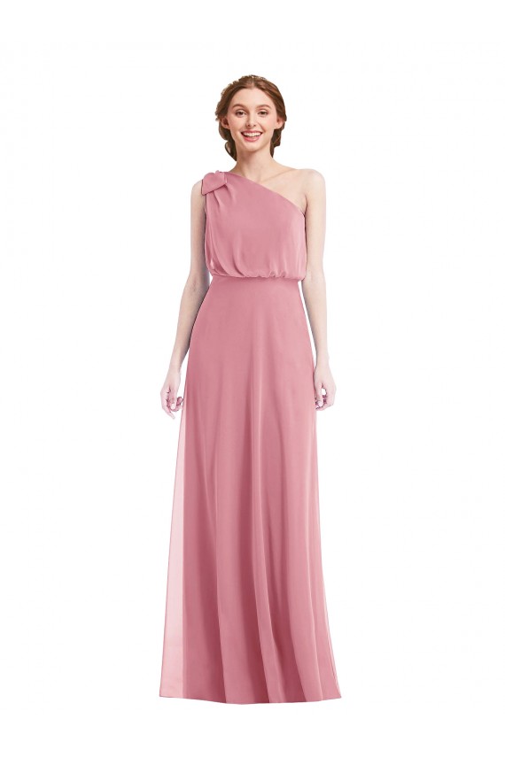 One Shoulder Bow Blouson Bodice Maxi Bridesmaid Dress Australia