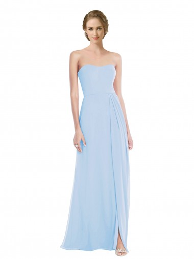 Strapless Sweetheart Maxi Bridesmaid Dress with Pleated Front Slit Australia