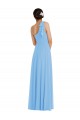 Draped One Shoulder Maxi Bridesmaid Dress with Scarf Bow Australia