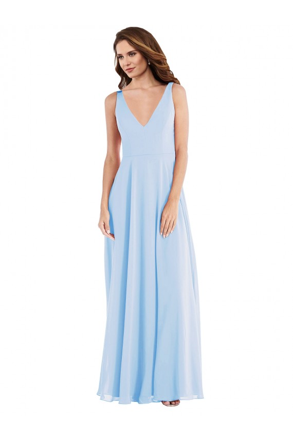 Deep V-Neck Chiffon Maxi Bridesmaid Dress Australia