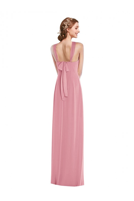 Draped Chiffon Grecian Column Bridesmaid Dress with Front Slit Australia