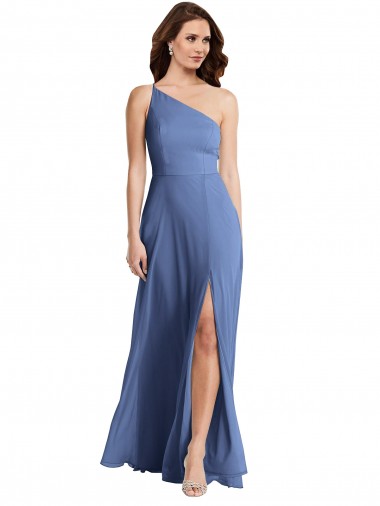 One Shoulder Full Length Maxi Formal Bridesmaid Dress with Flirty Slit Australia