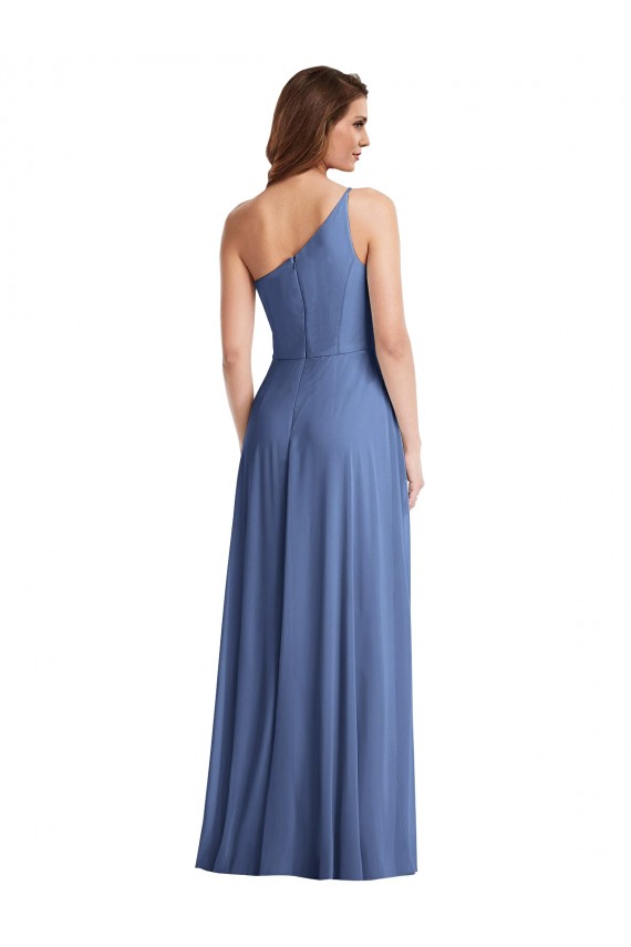 One Shoulder Full Length Maxi Formal Bridesmaid Dress with Flirty Slit Australia